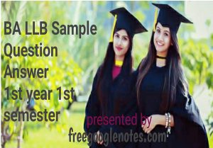 BA LLB Sample Question Answer 1st Year 1st Semester