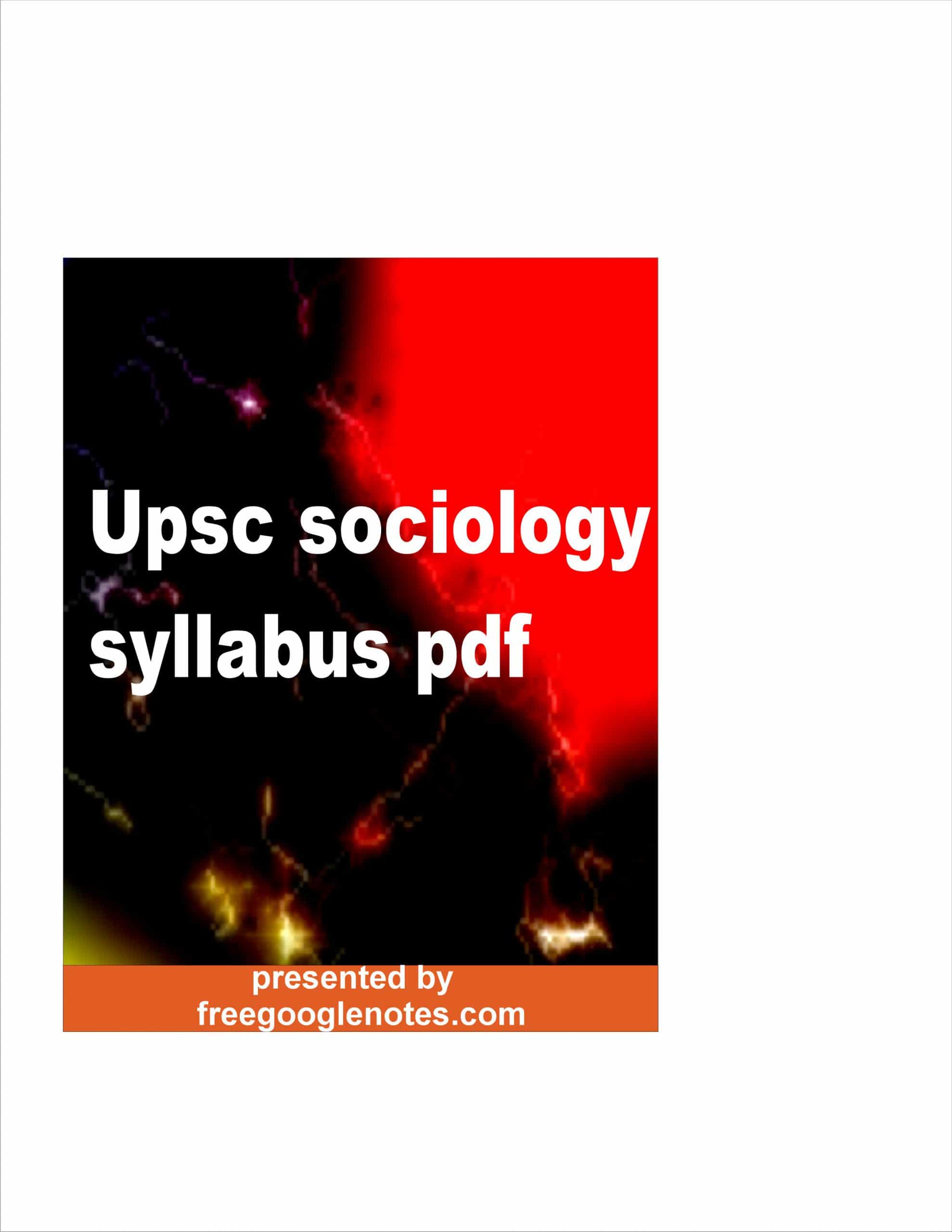 upsc sociology syllabus pdf